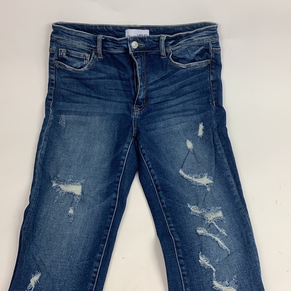 Vervet Flying Monkey distressed Dark wash Skinny Jeans Size 31 Raw hem Stretch - Picture 9 of 14